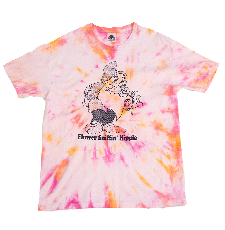 'FLOWER SNIFFIN' HIPPIE' SS TIE DYE TEE