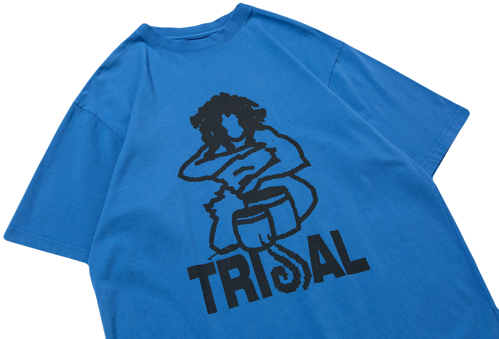'TRIBAL BEAT' T-SHIRT - BLUE
