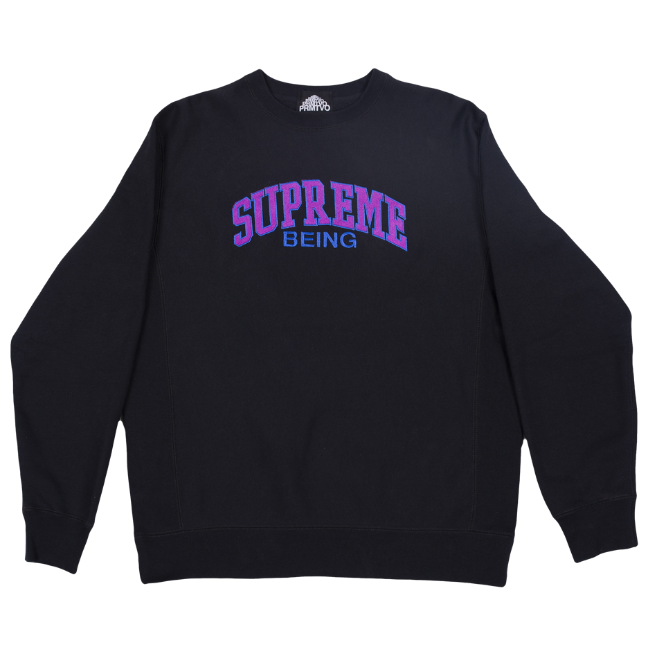 'SUPREME BEING' BLACK CREWNECK FLEECE