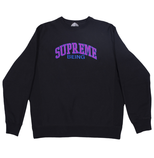 'SUPREME BEING' BLACK CREWNECK FLEECE