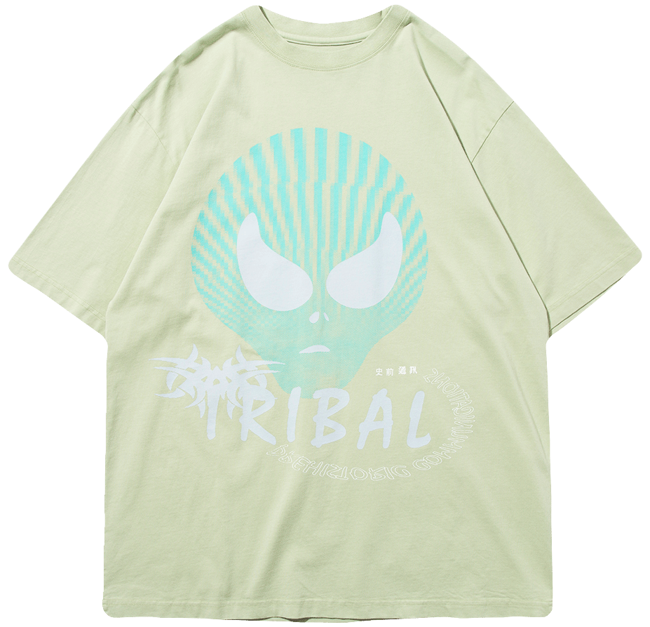 'TRIBAL COMMUNICATION' T-SHIRT - SAGE