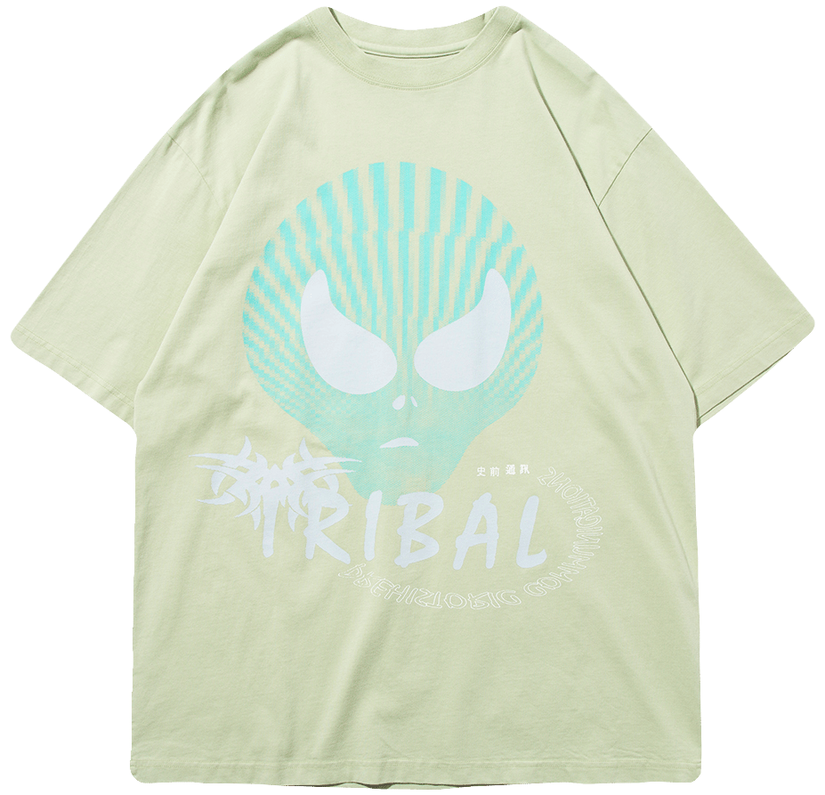 'TRIBAL COMMUNICATION'  T-SHIRT - SAGE