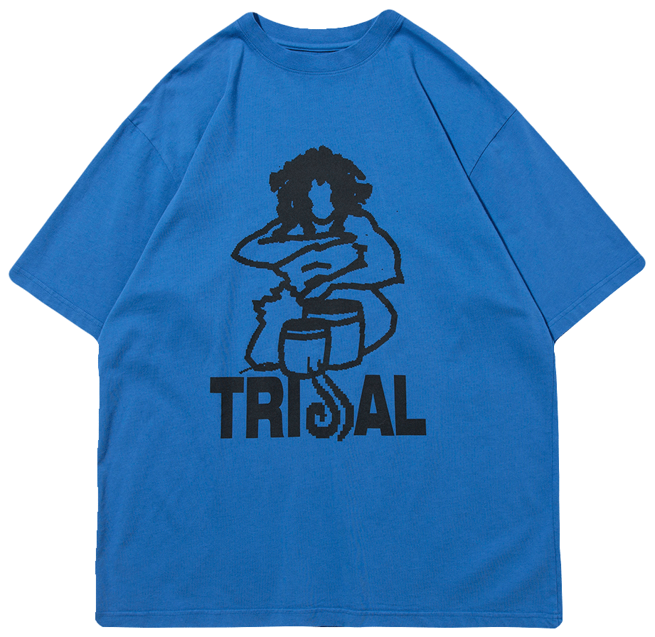 'TRIBAL BEAT' T-SHIRT - BLUE