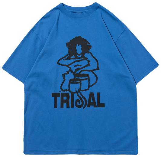 'TRIBAL BEAT' T-SHIRT - BLUE